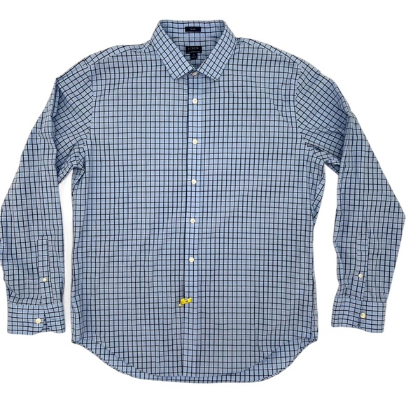 J.Crew Men’s XL Slim Flex Wrinkle-Free Shirt – Blue Grid Plaid Button Down - Picture 1 of 4